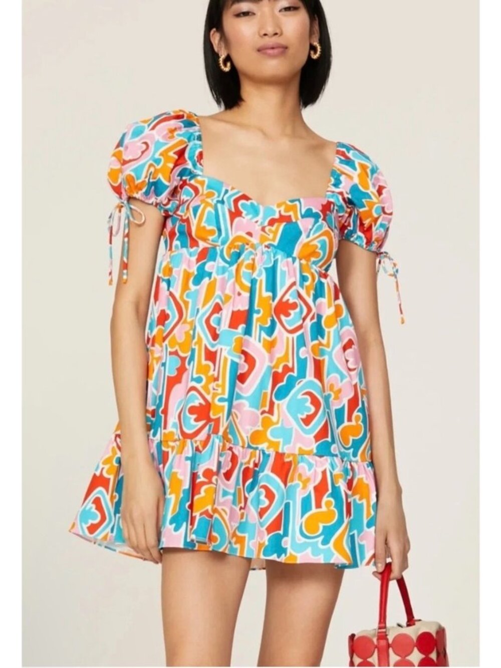 AMANDA UPRICHARD Sicily Dress Mini Colorful Ruffle Medium NEW $238